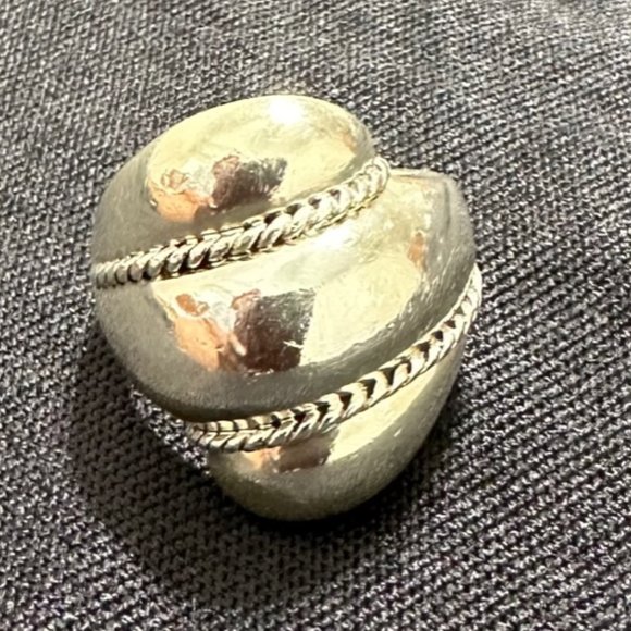 Vintage Designer ESPO Signature Puffy Dome 925 Sterling Ring - Picture 2 of 4